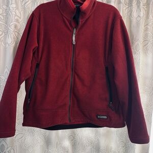 REI Fleece Jacket Mens XL Burgundy Red Full Zip Outdoor Hiking Polartec